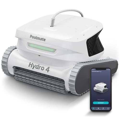 Poolmate Hydro 4 Pool Robot Cleaner for Inground & Above Ground Pools | Floor, Wall & Waterline Cleaning | Smart App Control with WiFi & Bluetooth | 50ft Cord | Large 4.1L Top-Load Filter Basket - Image 1