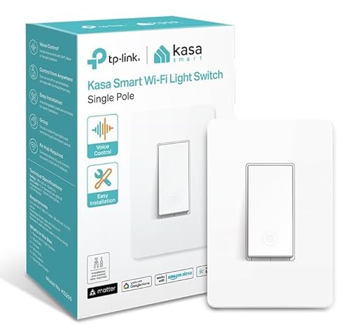 Kasa Matter Smart Light Switch: Voice Control w/Siri, Alexa & Google Assistant | UL Certified | Timer & Schedule | Easy Guided Install | Neutral Wire Required | Single Pole | 2.4GHz Wi-Fi | KS205 - Image 1