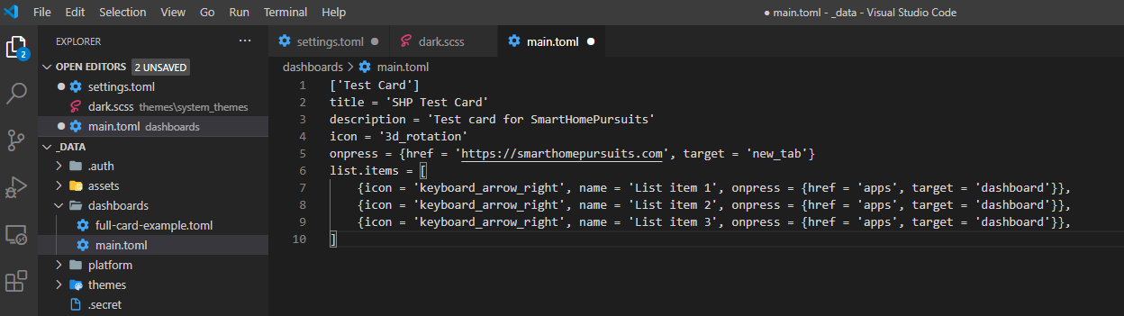 Image 14 from Setting up Dashmachine v0.7 Without Code Editor Integration