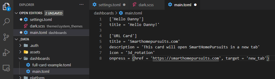 Image 15 from Setting up Dashmachine v0.7 Without Code Editor Integration