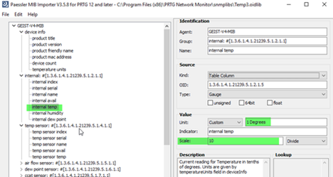 Image 2 from Configure Watchdog 15 Temperature Sensor in PRTG using SNMP