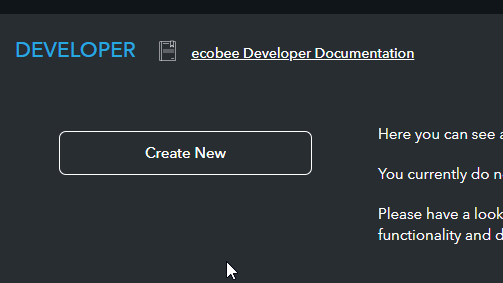  /><figcaption></h2> <ul><li>Click <strong>Create New</strong> and complete the form. The name must be unique, but the summary doesn't need to be unique.</li><li>Clic<strong>k Authorization Pi</strong>n and then choose <strong>Ecobee Pin</strong>.</li><li>Finally, click <strong>Create</strong> to generate your Ecobee API key.</li></ul> <p>After the steps above are completed, you will see an API generated from within your Ecobee account.</p> <hr> <h2>Step 3: Add Ecobee Integration</h2> <p>First, log into your <a href=