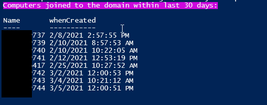 Image 2 from Find Computers Recently Joined To Active Directory