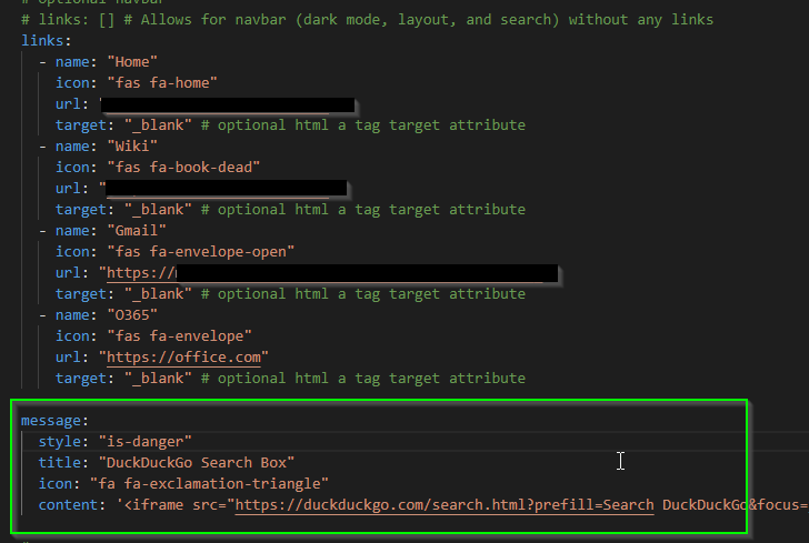 Image 6 from Add Internet Search Bar to Homer Dashboard