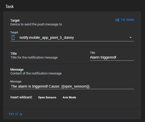 Image 4 from Disarm Alarmo Alarm in Home Assistant Using Actionable Notifications