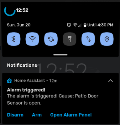 Disarm Alarmo Alarm in Home Assistant Using Actionable Notifications