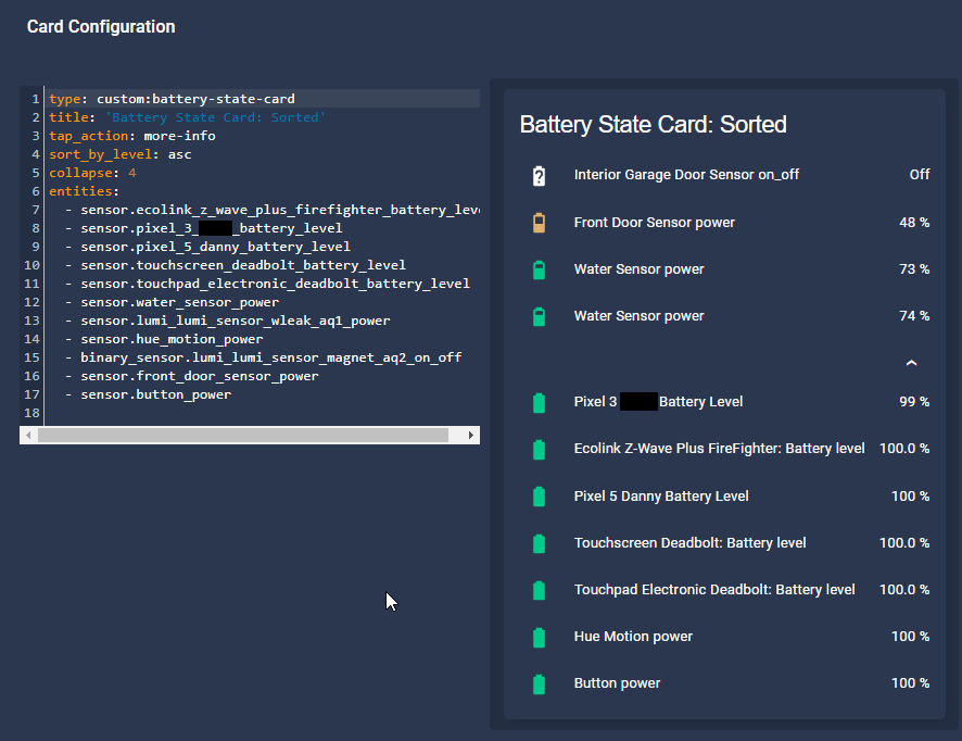 How To Create a Lovelace Battery State Card in Home Assistant