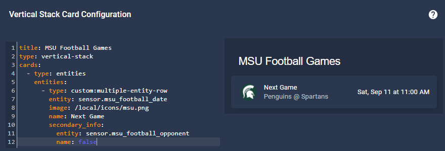Image 7 from Add Football Card to Home Assistant