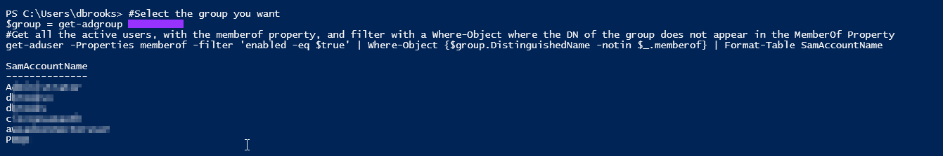 Image 3 from Powershell Script To Find Users NOT in Security Group