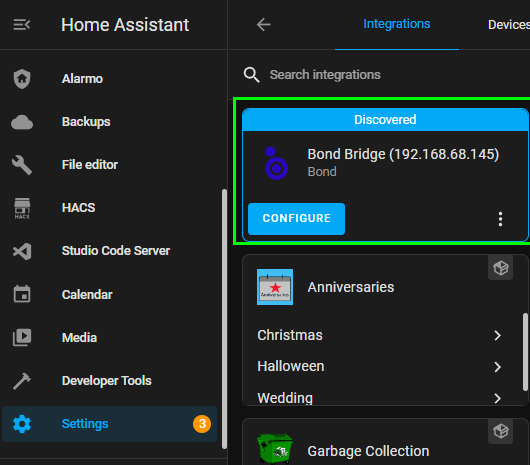 Image 2 from Configure Bond Bridge integration in Home Assistant to Control Ceiling Fans