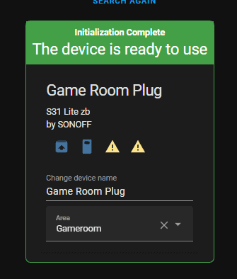 Image 7 from How To Add Sonoff S31 Lite Zigbee Smart Plug to Home Assistant