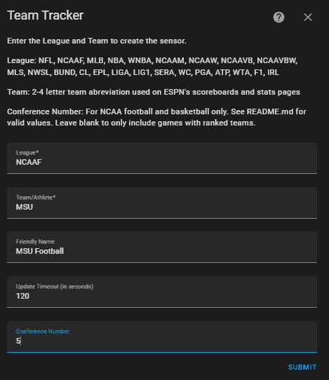 Image 13 from Add TeamTracker to Home Assistant for Real-time Sports Scores