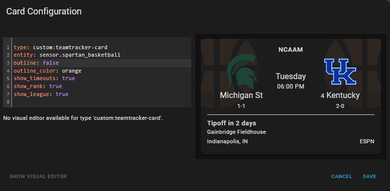 Image 17 from Add TeamTracker to Home Assistant for Real-time Sports Scores
