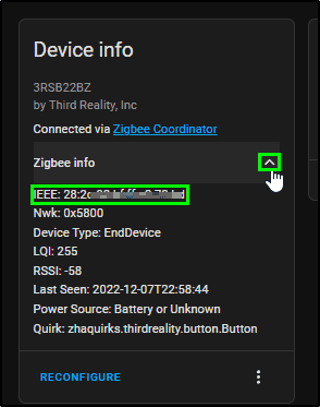 Image 8 from Add THIRDREALITY Zigbee Button to Home Assistant