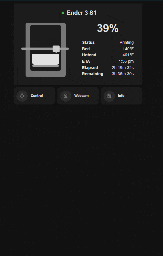 Image 4 from Updated Mushroom 3D Printer Card in Home Assistant